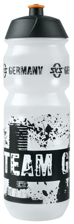 Botella de agua grande SKS de 750 ml, transparente con diseño de tapa SKS