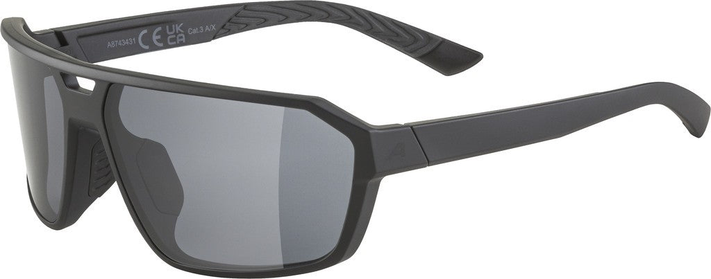 Alpina Swift Sportbrille, schwarz, schwarz verspiegelte Gläser, Kat. 3