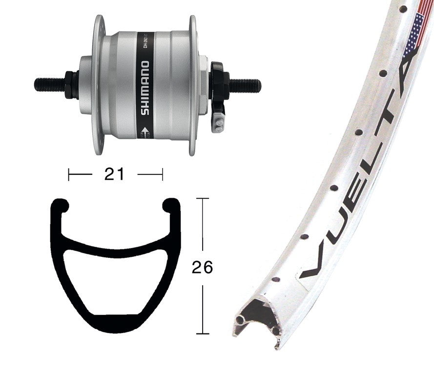 RA 28X1.75,mozzo con din.DH3N31,NT 36f. Airline 1 argento, raggi acciaio inox