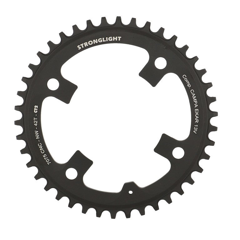 Stronglight Gravel-Kettenblatt f.Campa, 42 Zähne, schwarz, ct² Aluminium 7075-T6, 123 mm
