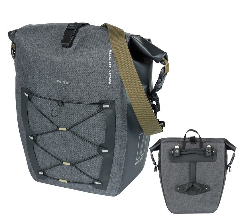 Bolsa Basil Navigator Storm MIK Side L negra, 46 x 36 x 21 cm, 25-31 l, MIK