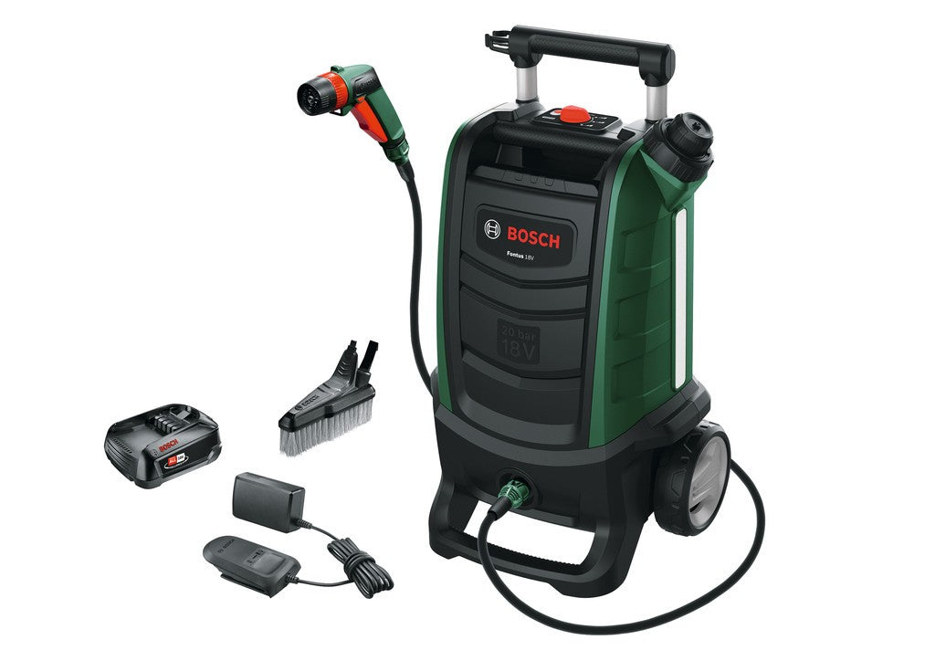 Limpiador de exteriores a batería BOSCH Fonuts II 18V, 2,5Ah, 15l,20bar, batería incl.