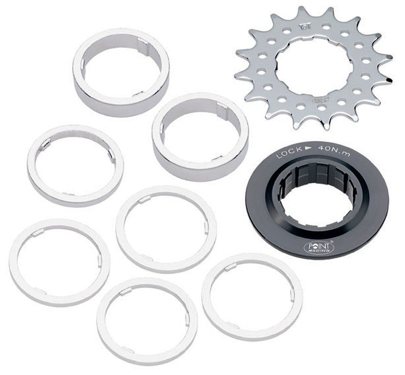 Pignone Single Speed / Set distanziali 18 denti, dist. 4x3mm,1x5mm,2x10mm