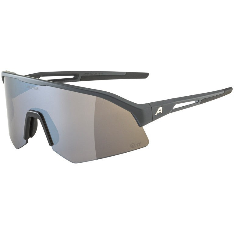 Alpina Sonic HR Q-Lite Sportbrille, grau, mittig, silberfarbene Gläser, Kategorie 3