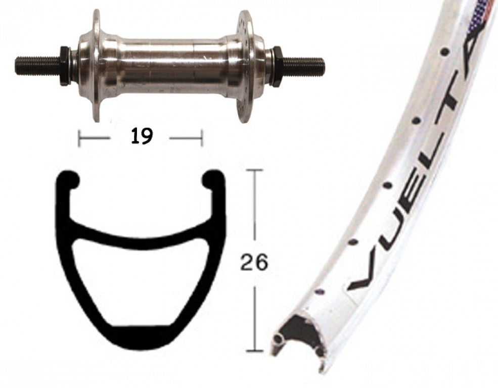 r.ant. 26x1.75 Alu., Scan., 36 Löcher Vuelta Airline 1, Niro Speichen, silberfarben.