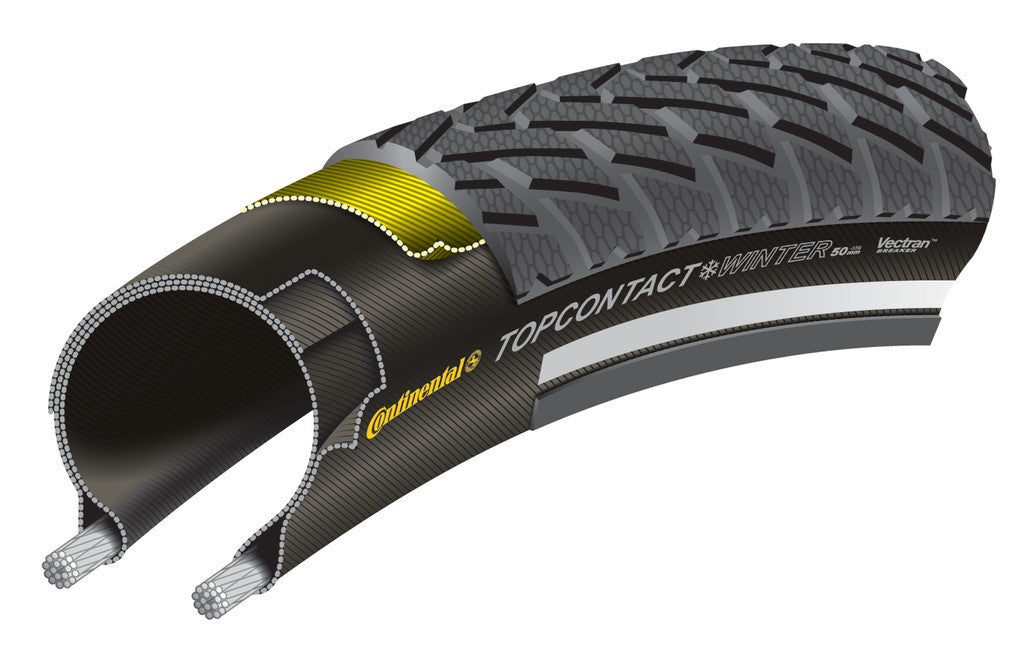 CONTINENTAL Copertone TopContact Winter II Pr.pieg 27.5x2.00" 50-584 Skin nero riflett.