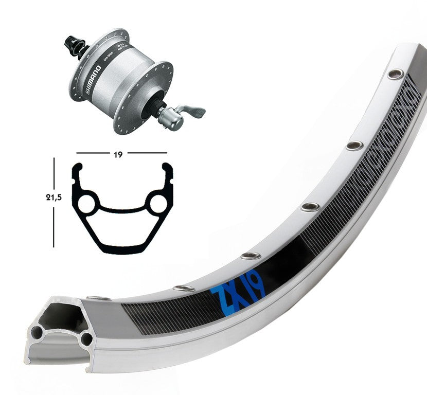 r.ant.28x1.75din.mozz.DH3N30,QR,36 buchi Exal ZX-19 col.arg../brunito, raggi Niro