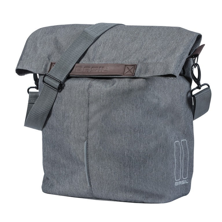 Shopper Basil City grey melee,13x29x31cm,14- 16l, Hook On