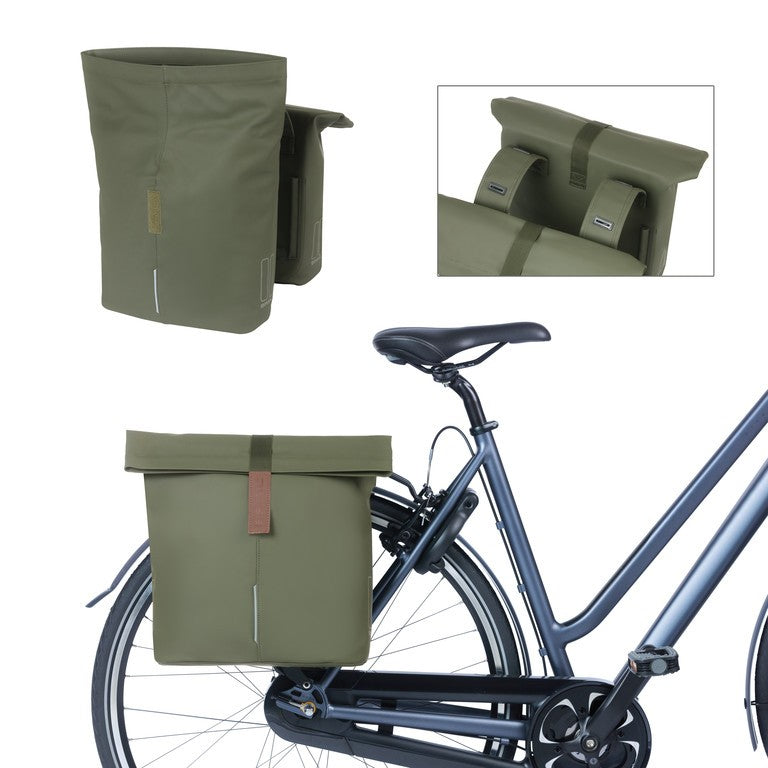 Borsa doppia Basil City moss green, 12x29x30 cm, 28-32l