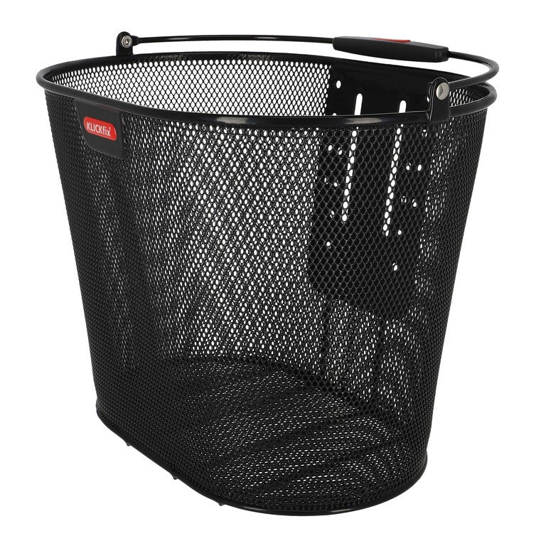 Cesta delantera KLICKfix Oval Plus 36x27x25cm, color negro, pero. estrecha, si. adaptable.